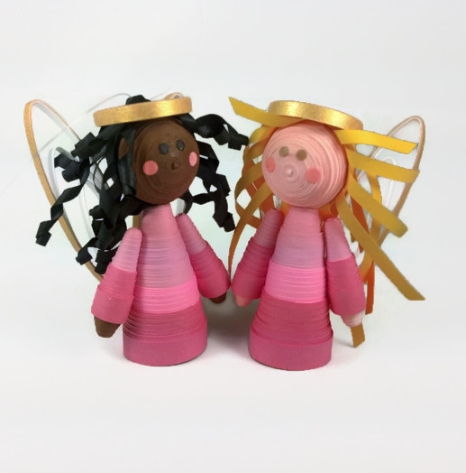 Multi cultural angel ornament tree topper paper quilling